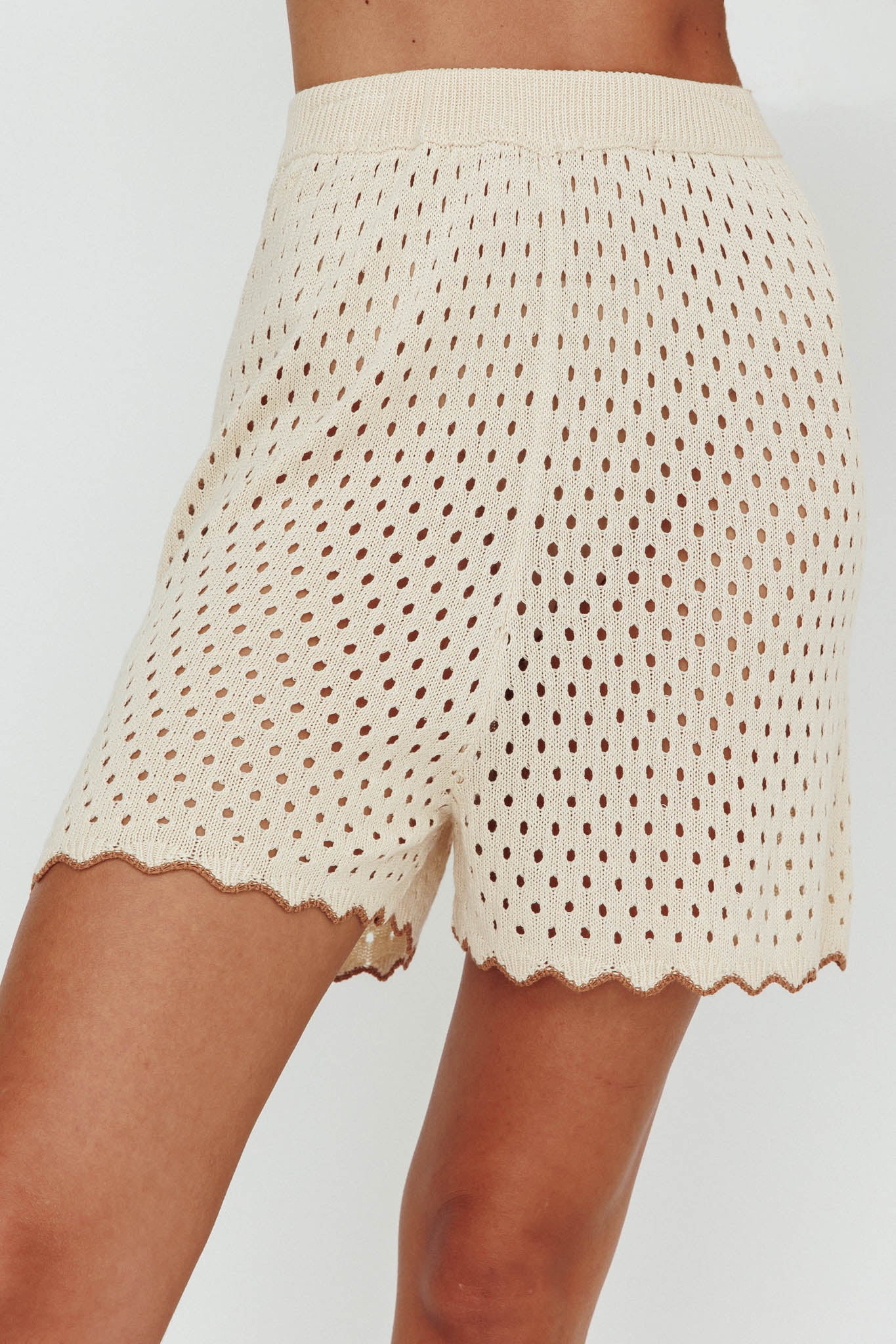 Just A Hunch Crochet Shorts Nutmeg/Shell by Selfie Leslie Australia