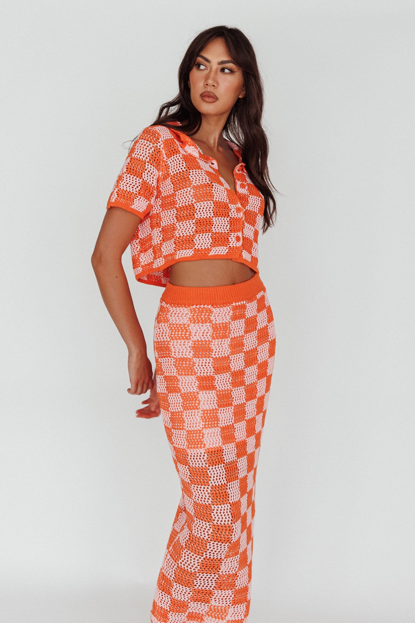 Byron Bay Crochet Buttoned Top Sunset by Selfie Leslie Australia