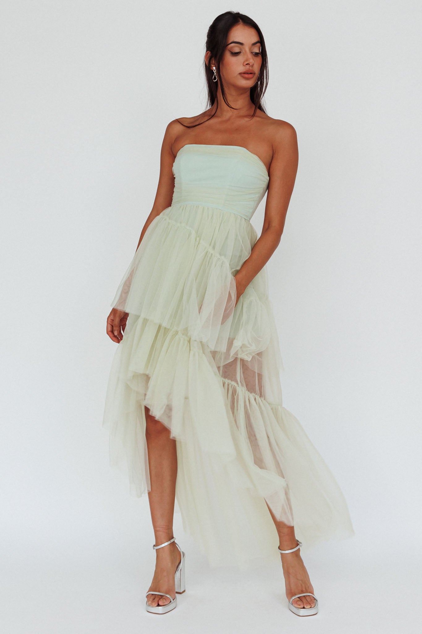 Always & Forever High-Low Midi Dress Sage by Selfie Leslie Australia