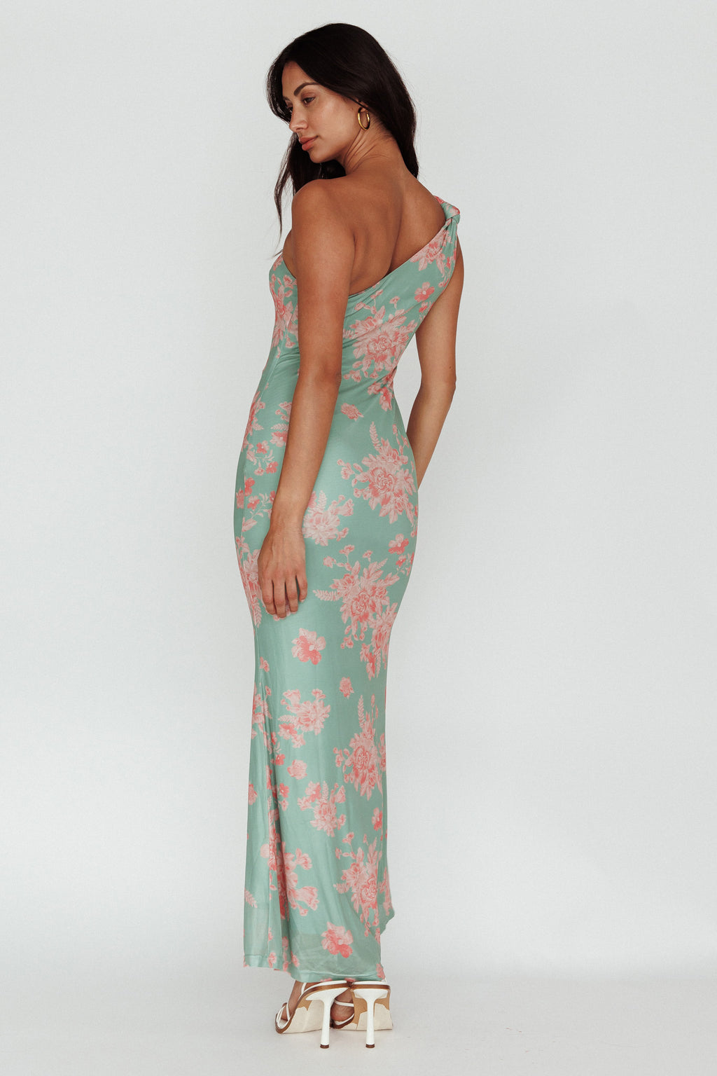 Portland One-Shoulder Jersey Maxi Dress Floral Green by Selfie Leslie Australia