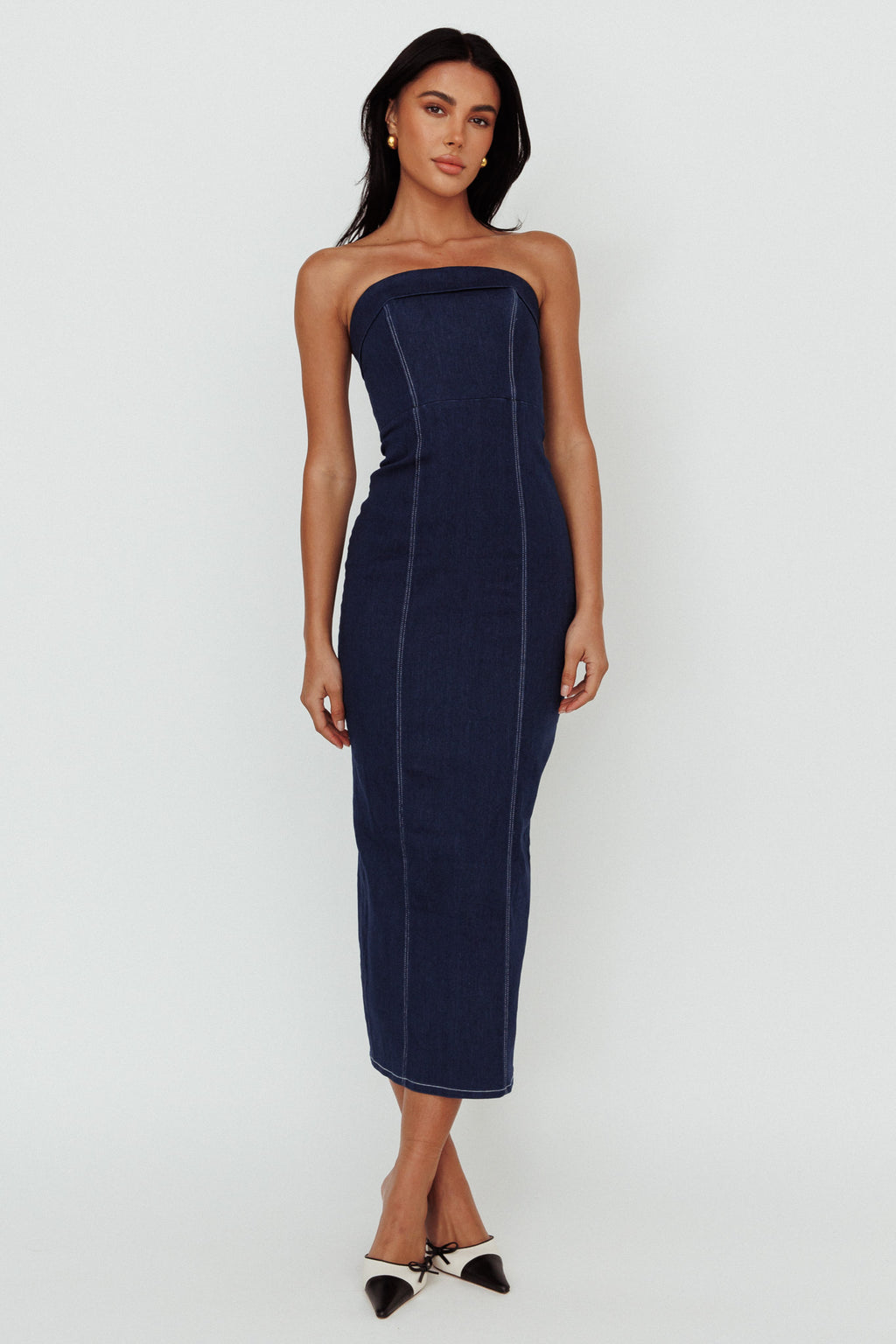 Press Play Strapless Maxi Dress Indigo by Selfie Leslie Australia