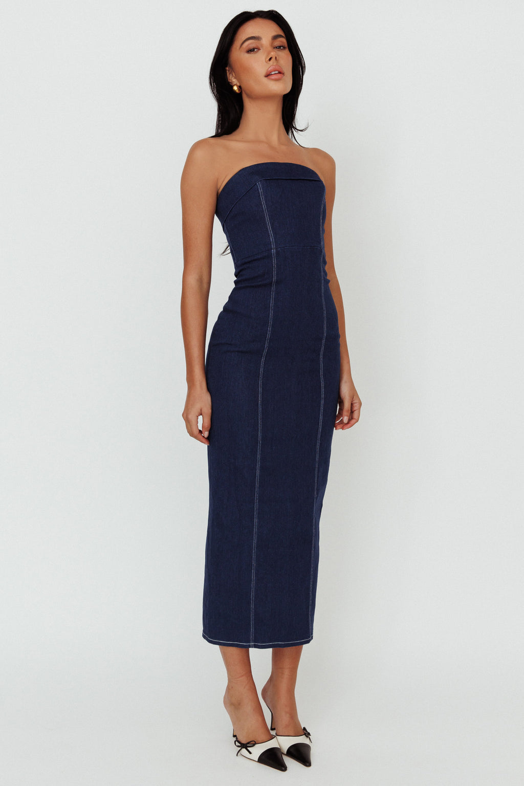 Press Play Strapless Maxi Dress Indigo by Selfie Leslie Australia