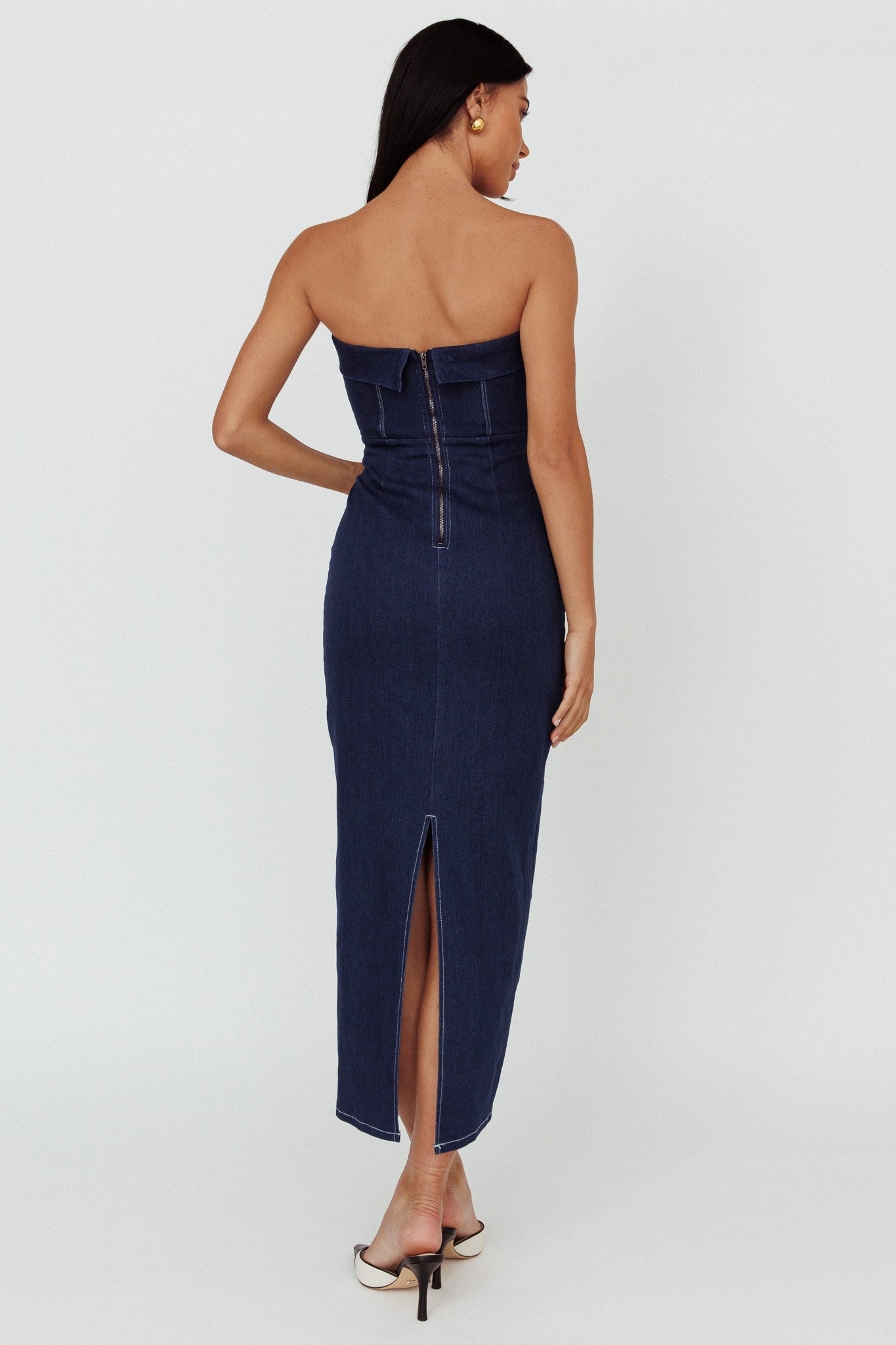 Press Play Strapless Maxi Dress Indigo by Selfie Leslie Australia