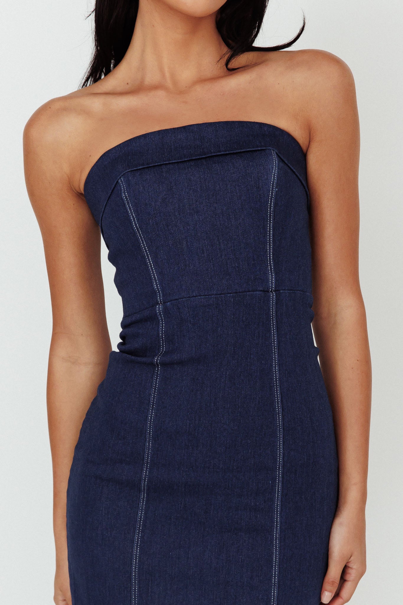 Press Play Strapless Maxi Dress Indigo by Selfie Leslie Australia