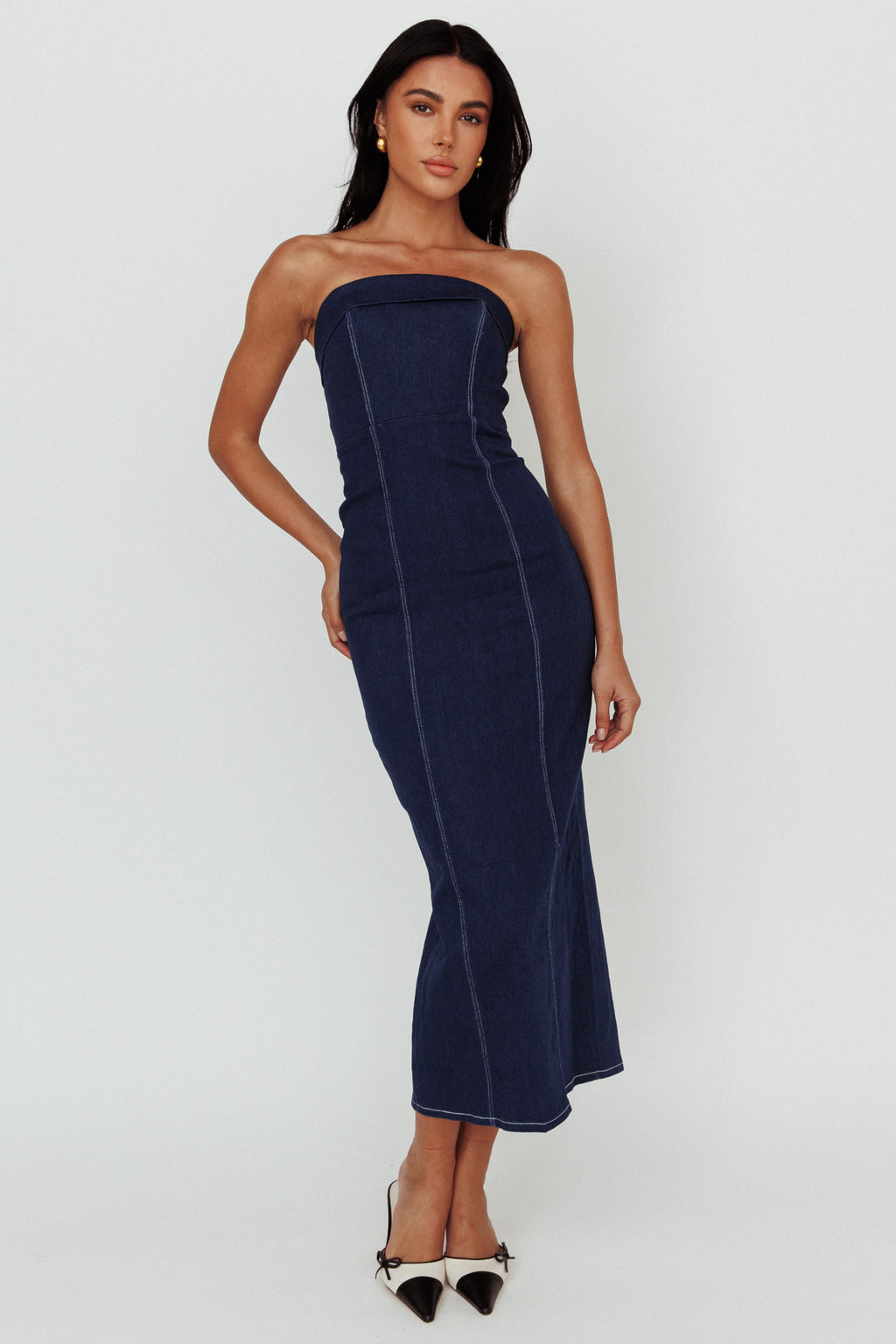 Press Play Strapless Maxi Dress Indigo by Selfie Leslie Australia