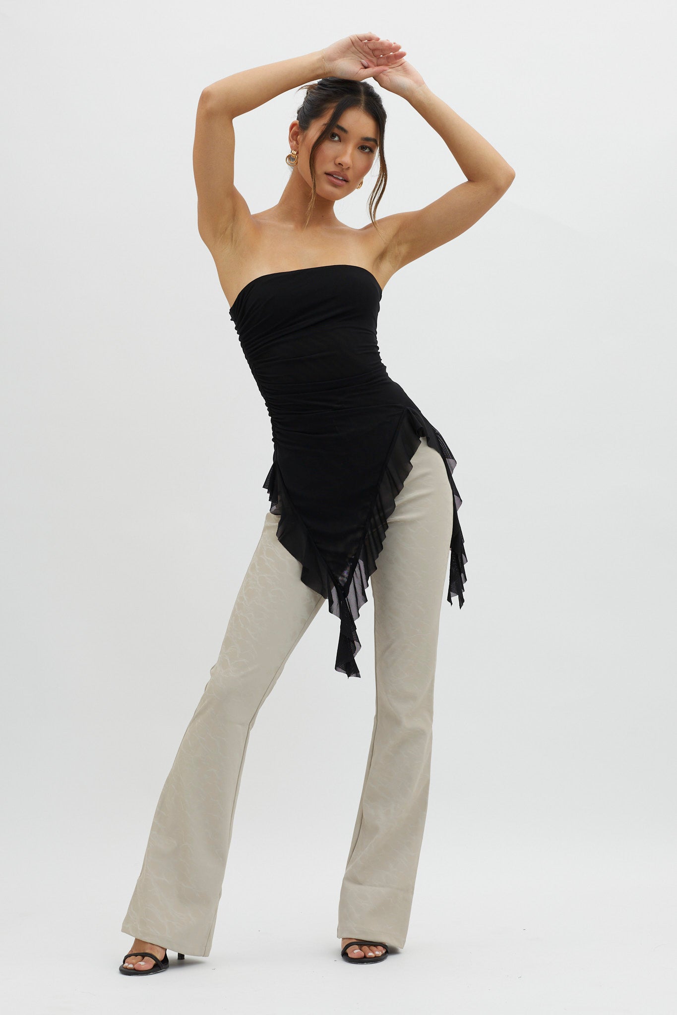 After Party Ruffle Trim Top Black by Selfie Leslie Australia