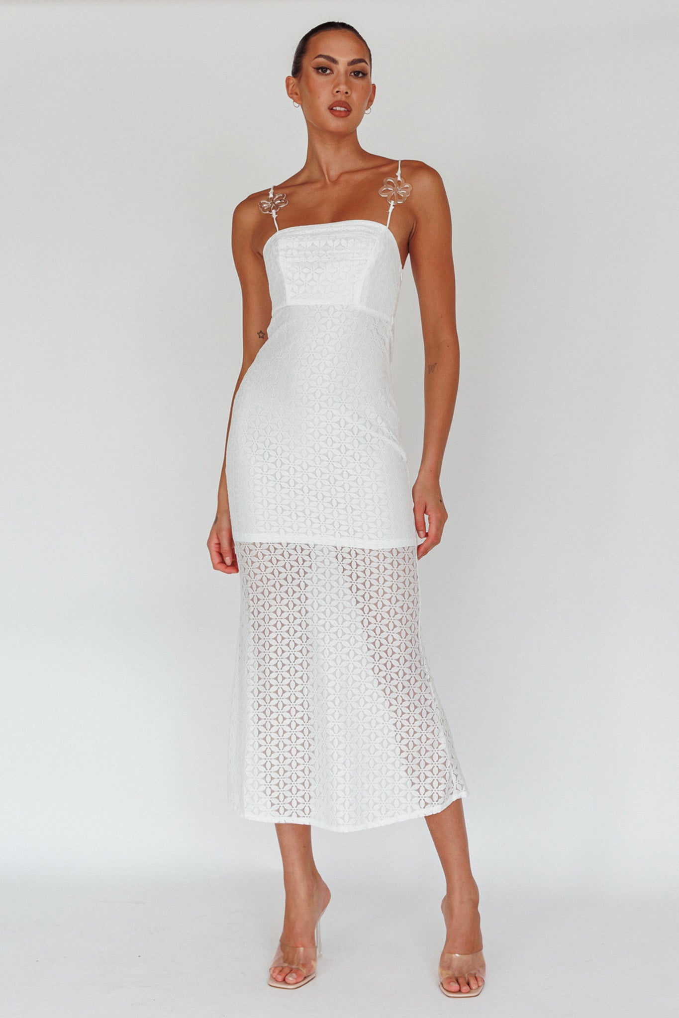 Lazy Daisy Flower Strap Midi Dress White by Selfie Leslie Australia