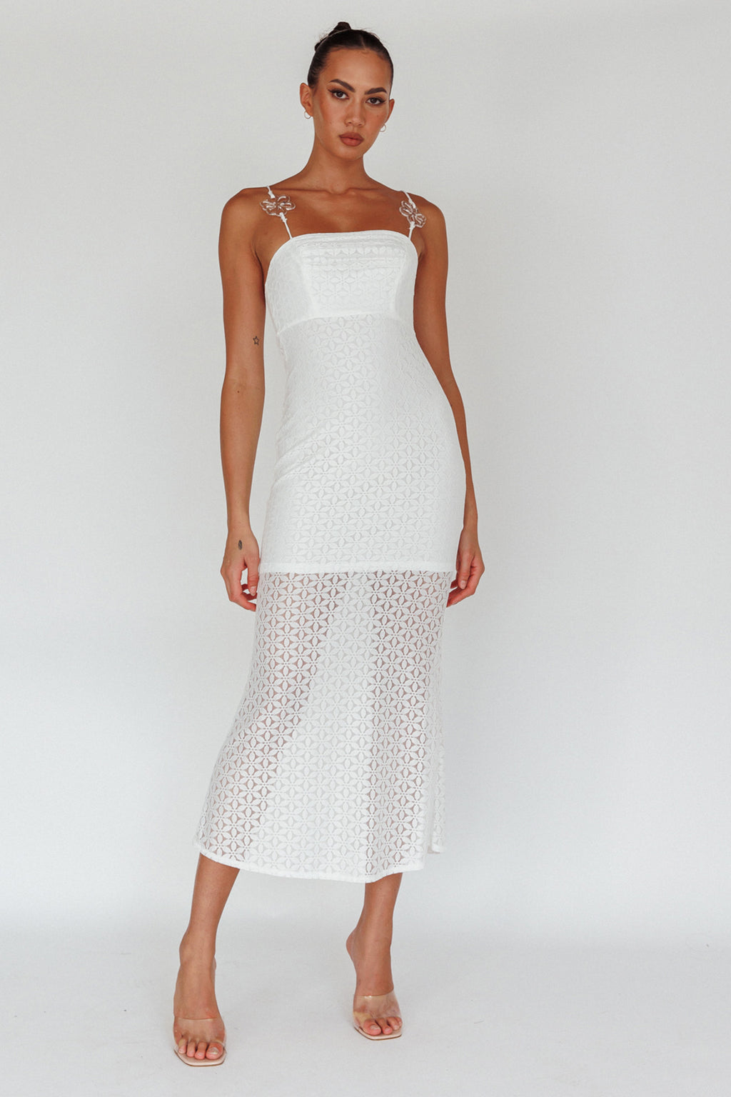 Lazy Daisy Flower Strap Midi Dress White by Selfie Leslie Australia
