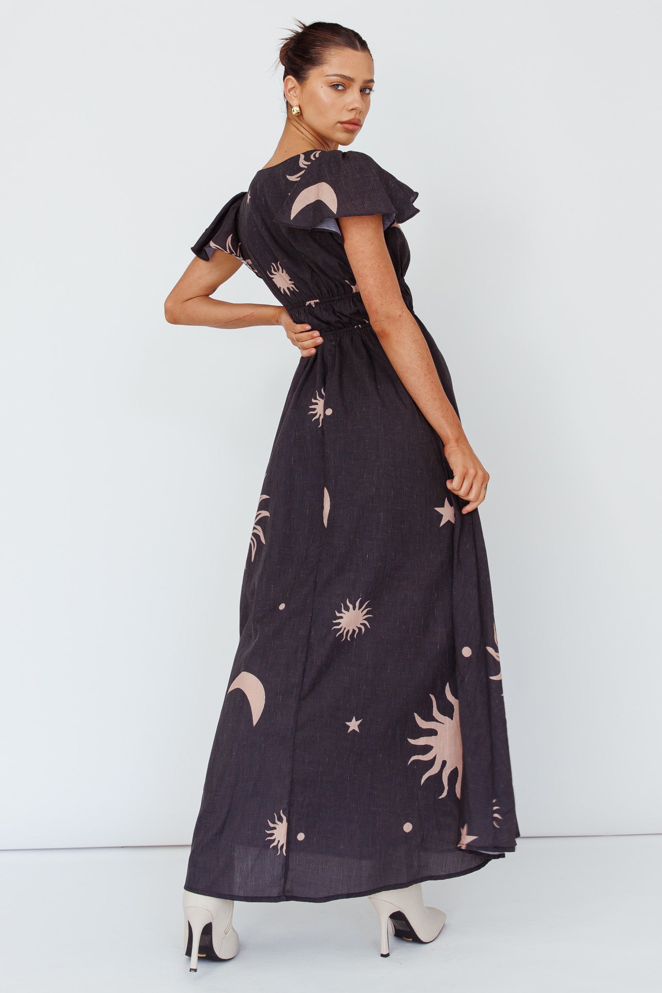 Carnivale Angel Sleeve Maxi Dress Black/Beige by Selfie Leslie Australia