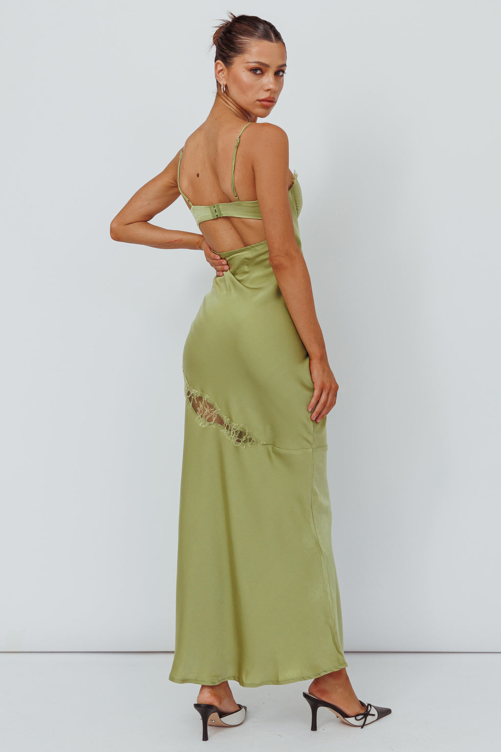 Sweet Talker Lace Trim Midi Dress Lime by Selfie Leslie Australia