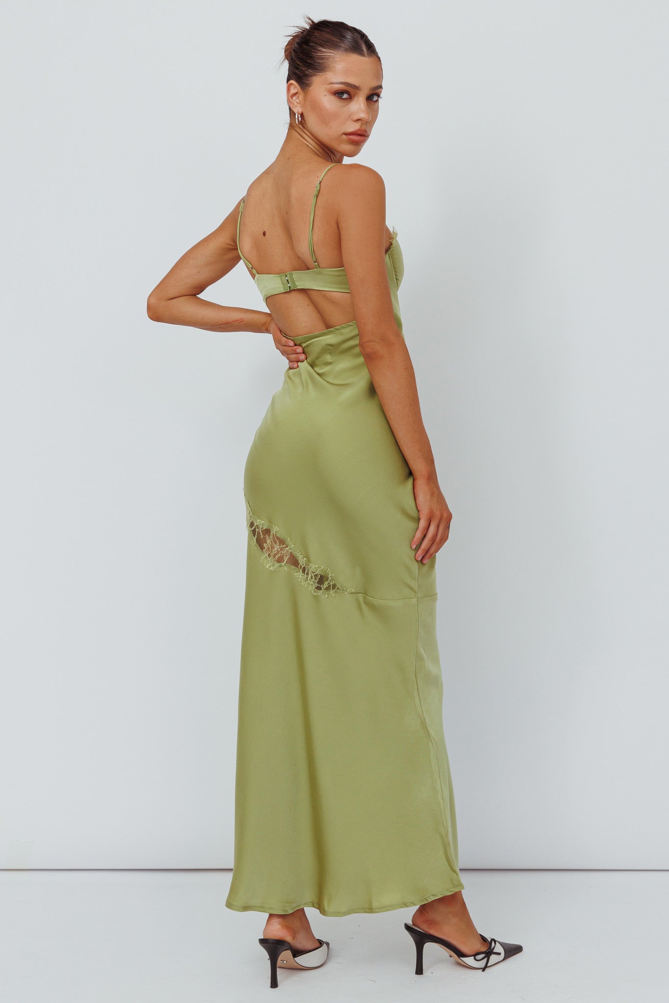 Sweet Talker Lace Trim Midi Dress Lime by Selfie Leslie Australia