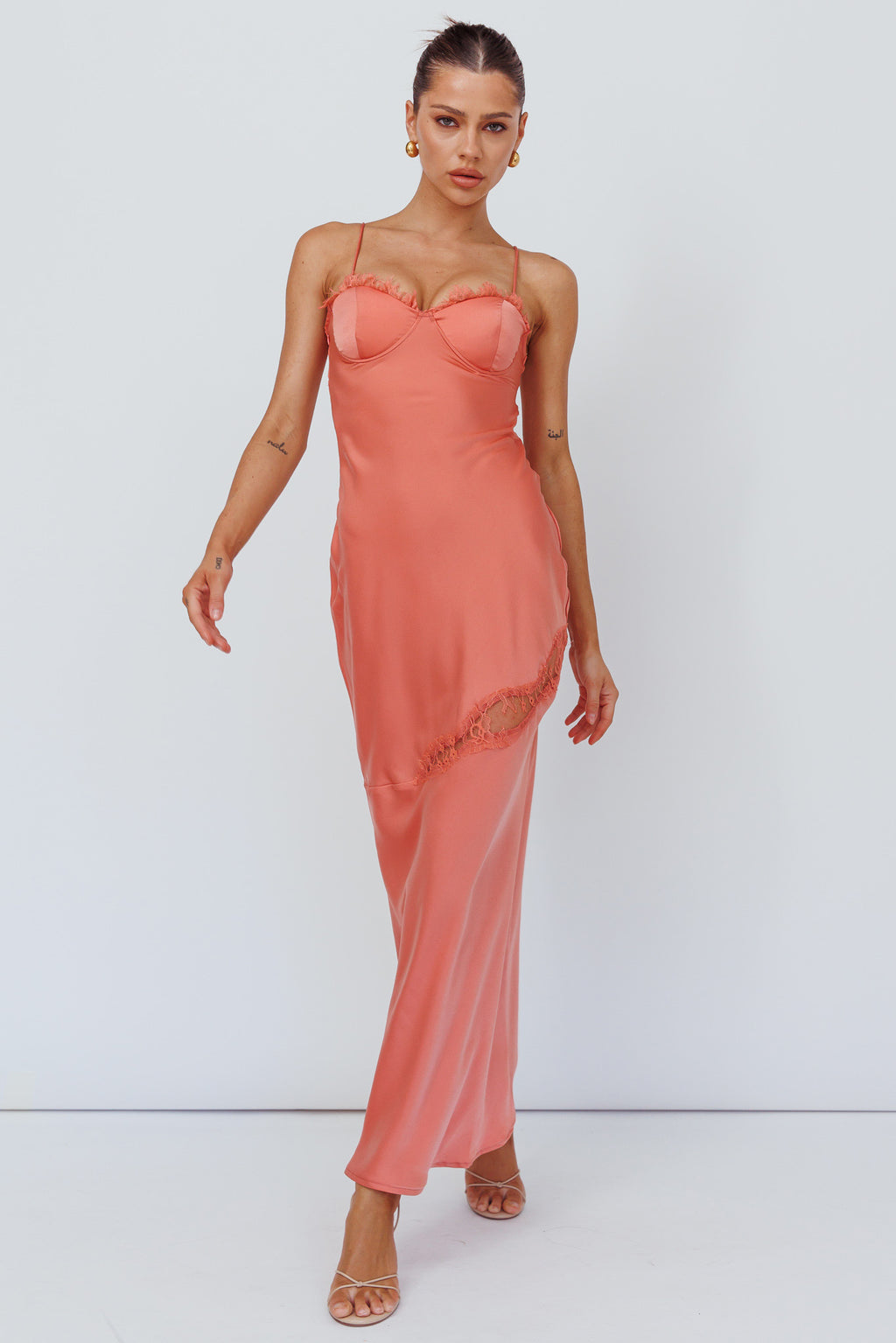 Sweet Talker Lace Trim Midi Dress Mango by Selfie Leslie Australia