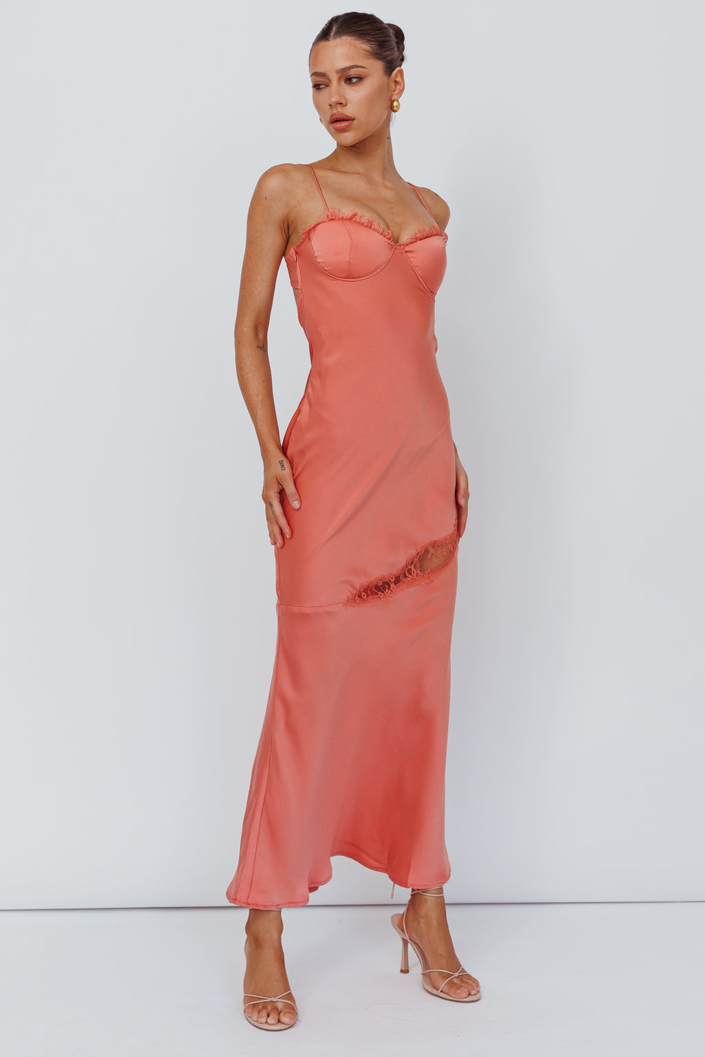 Sweet Talker Lace Trim Midi Dress Mango by Selfie Leslie Australia
