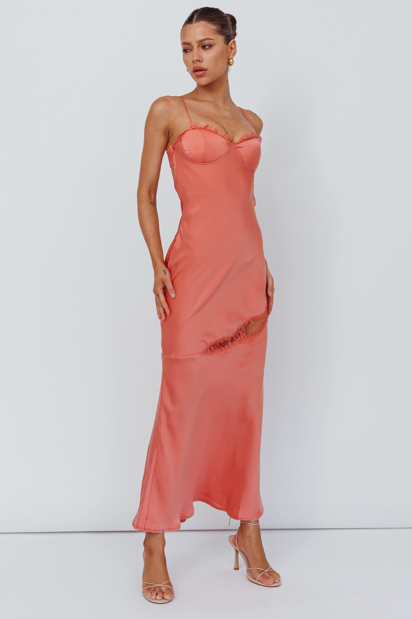 Sweet Talker Lace Trim Midi Dress Mango by Selfie Leslie Australia