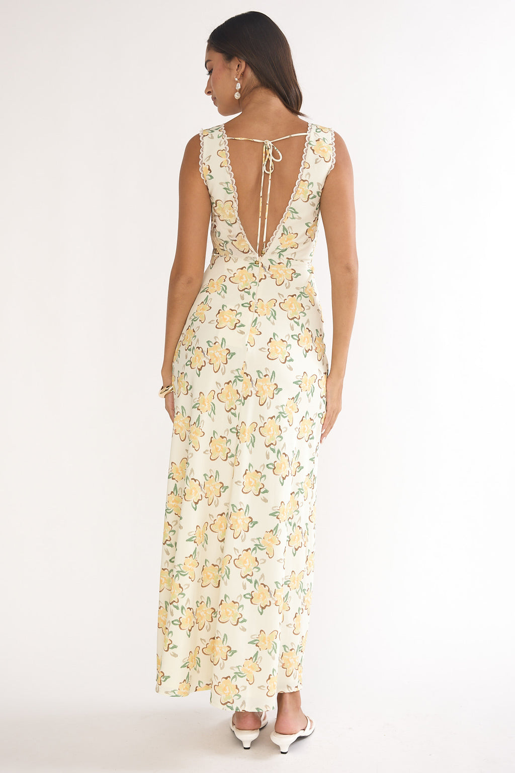 Coucou V-Neckline Maxi Dress Floral Yellow by Selfie Leslie Australia