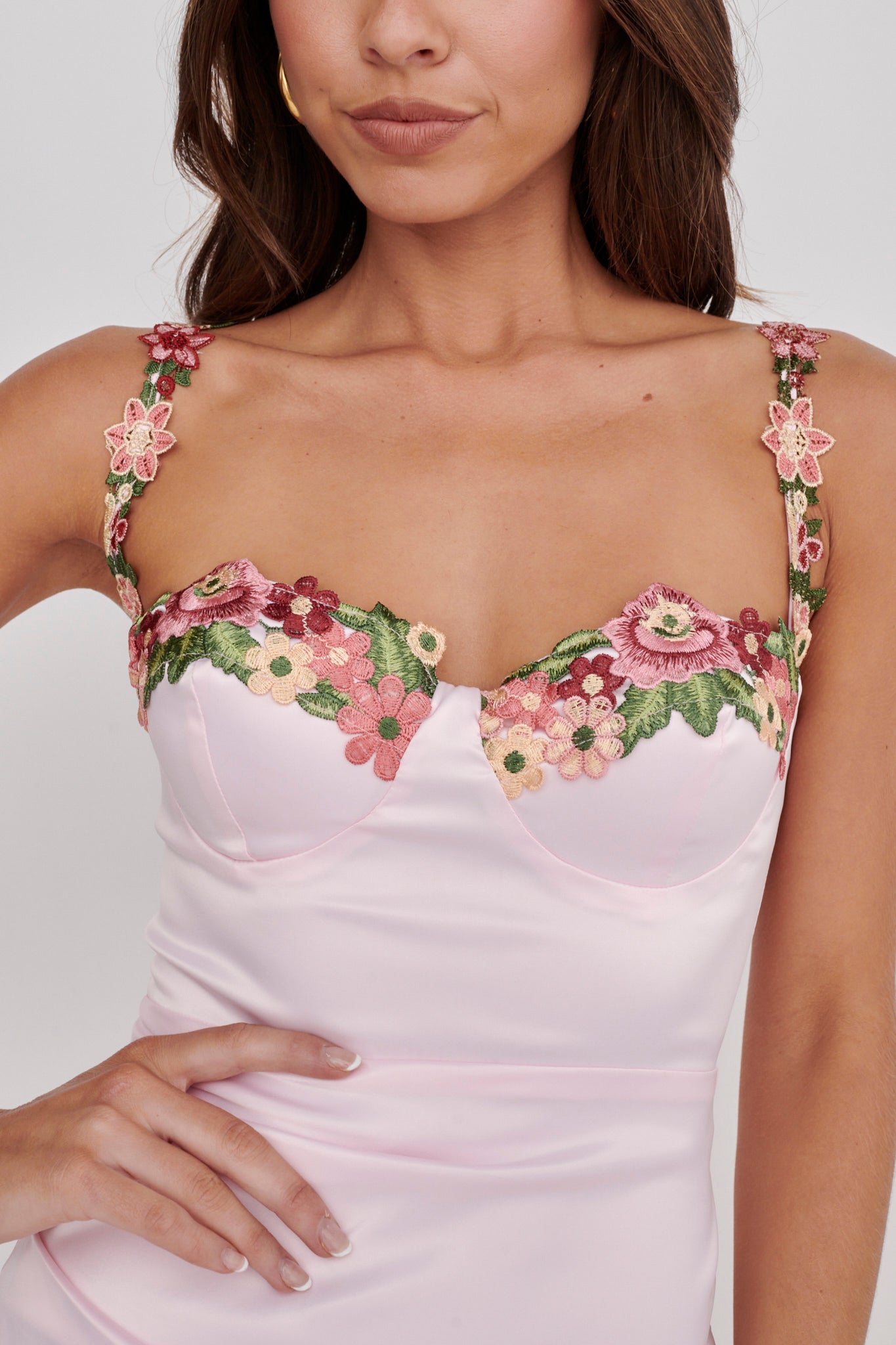 Rose Garden Floral Applique Pleat Mini Dress Pink by Selfie Leslie Australia