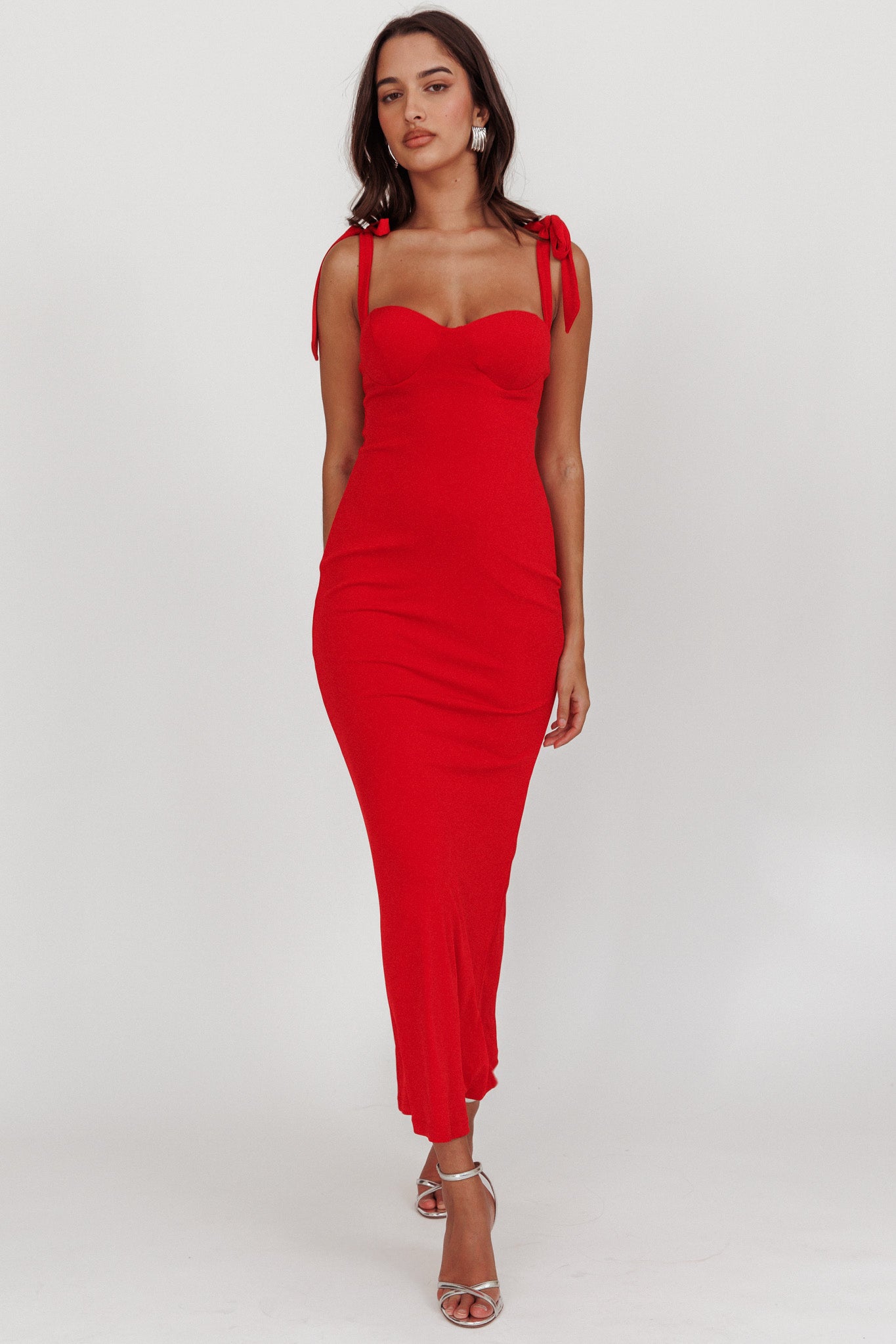 Rose Garden Tied Shoulder Maxi Dress Red by Selfie Leslie Australia