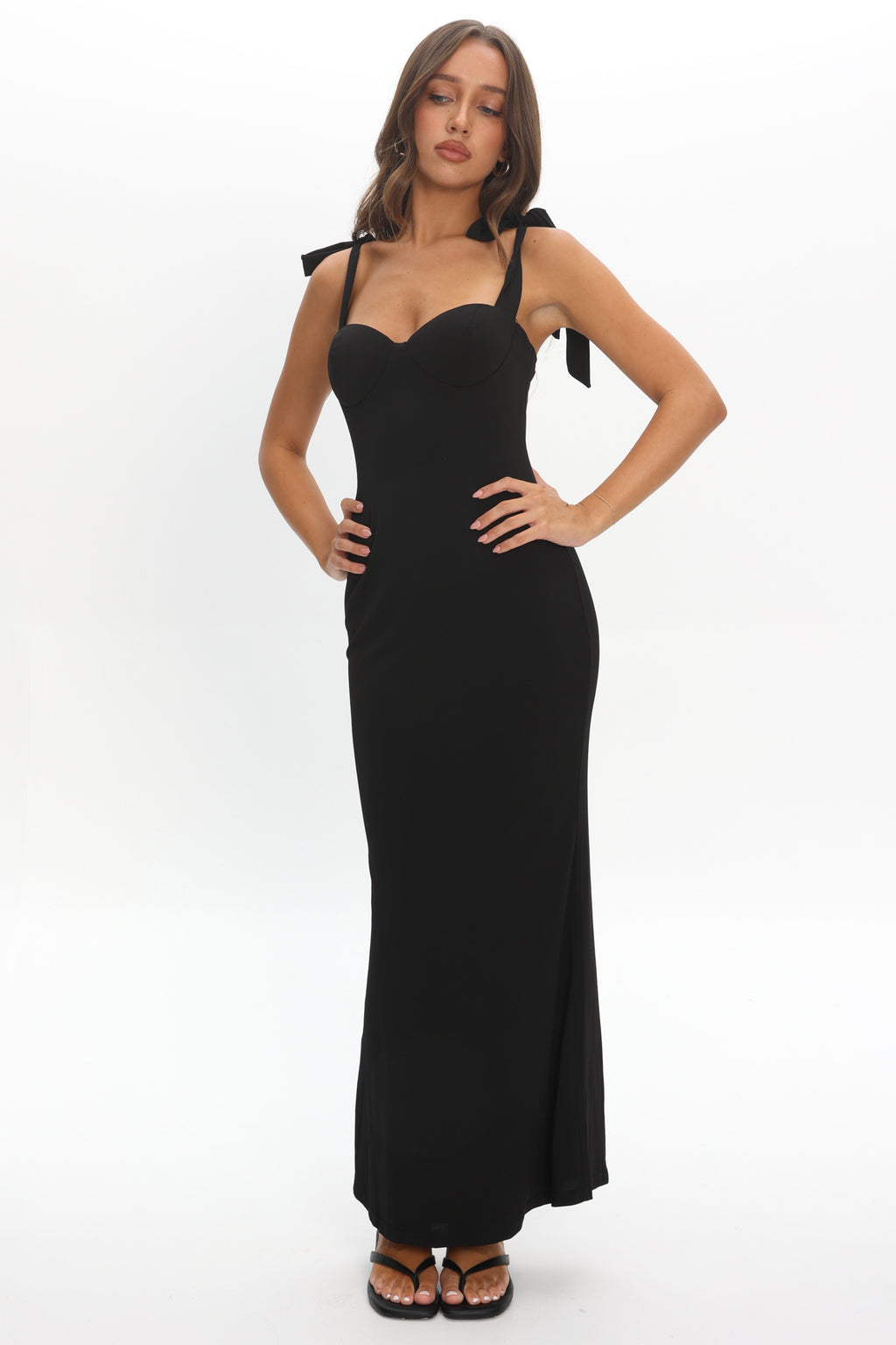 Rose Garden Tied Shoulder Maxi Dress Black by Selfie Leslie Australia