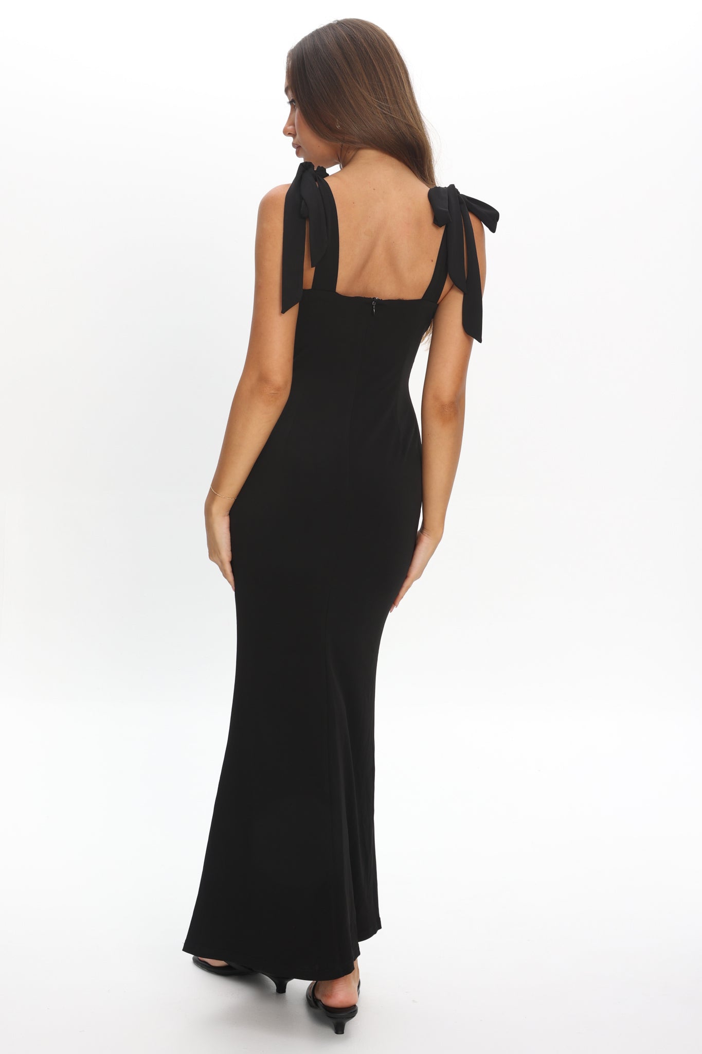 Rose Garden Tied Shoulder Maxi Dress Black by Selfie Leslie Australia
