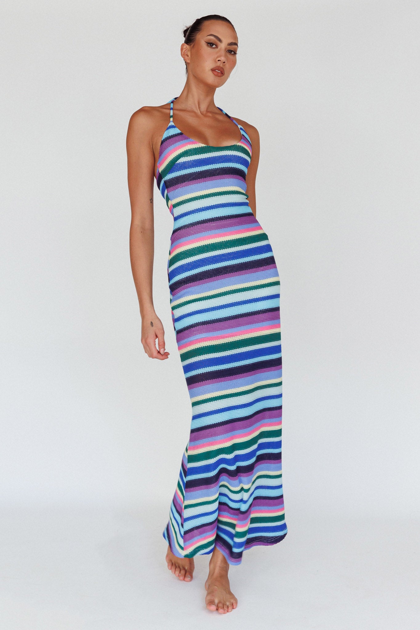 Kandy Crochet Maxi Dress Stripe Lavender Multi by Selfie Leslie Australia