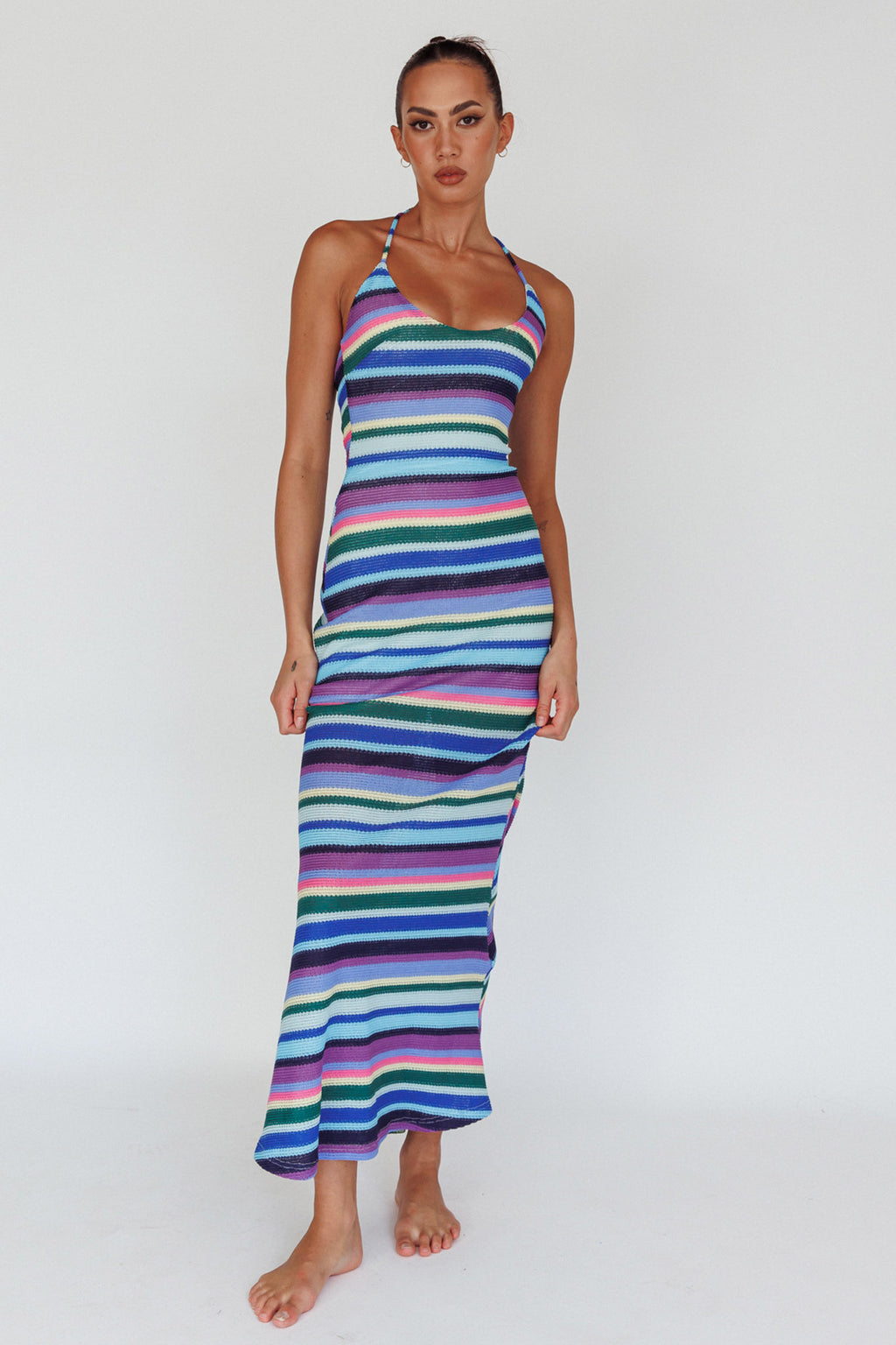 Kandy Crochet Maxi Dress Stripe Lavender Multi by Selfie Leslie Australia