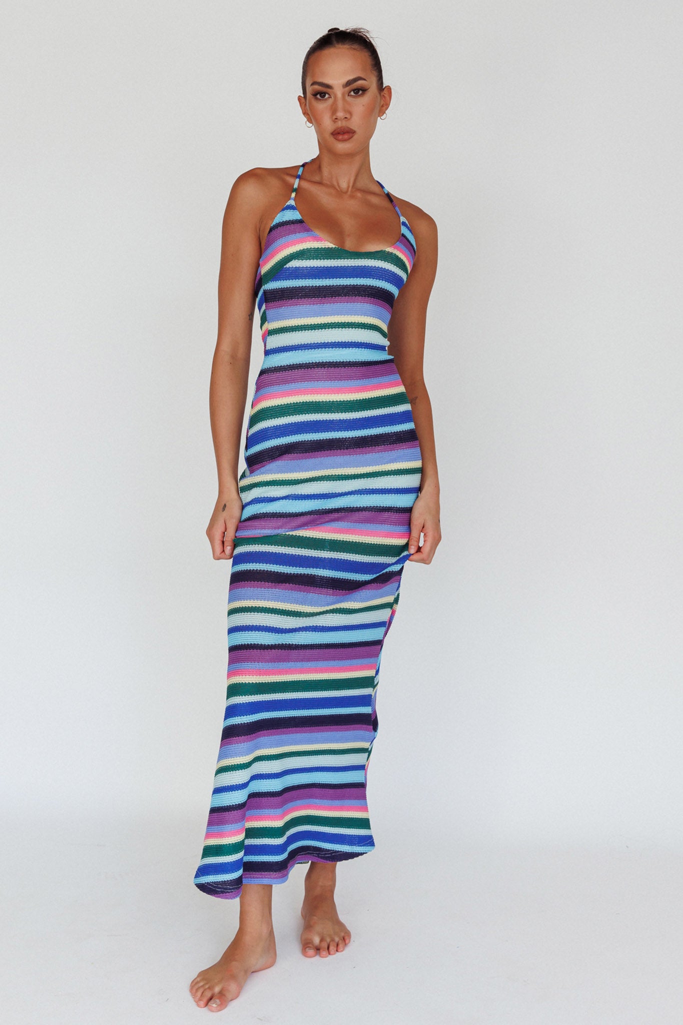 Kandy Crochet Maxi Dress Stripe Lavender Multi by Selfie Leslie Australia
