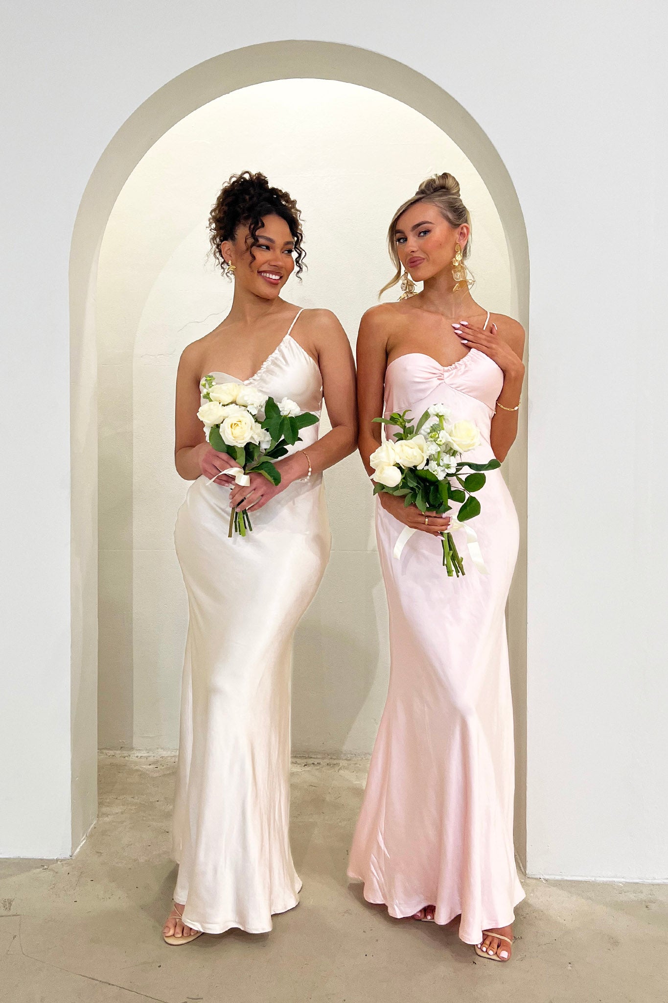 Twilight Tango One-Shoulder Maxi Dress Blush by Selfie Leslie Australia