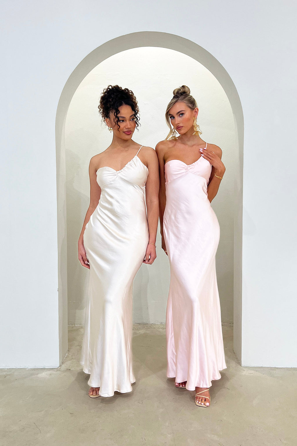 Twilight Tango One-Shoulder Maxi Dress Champagne by Selfie Leslie Australia