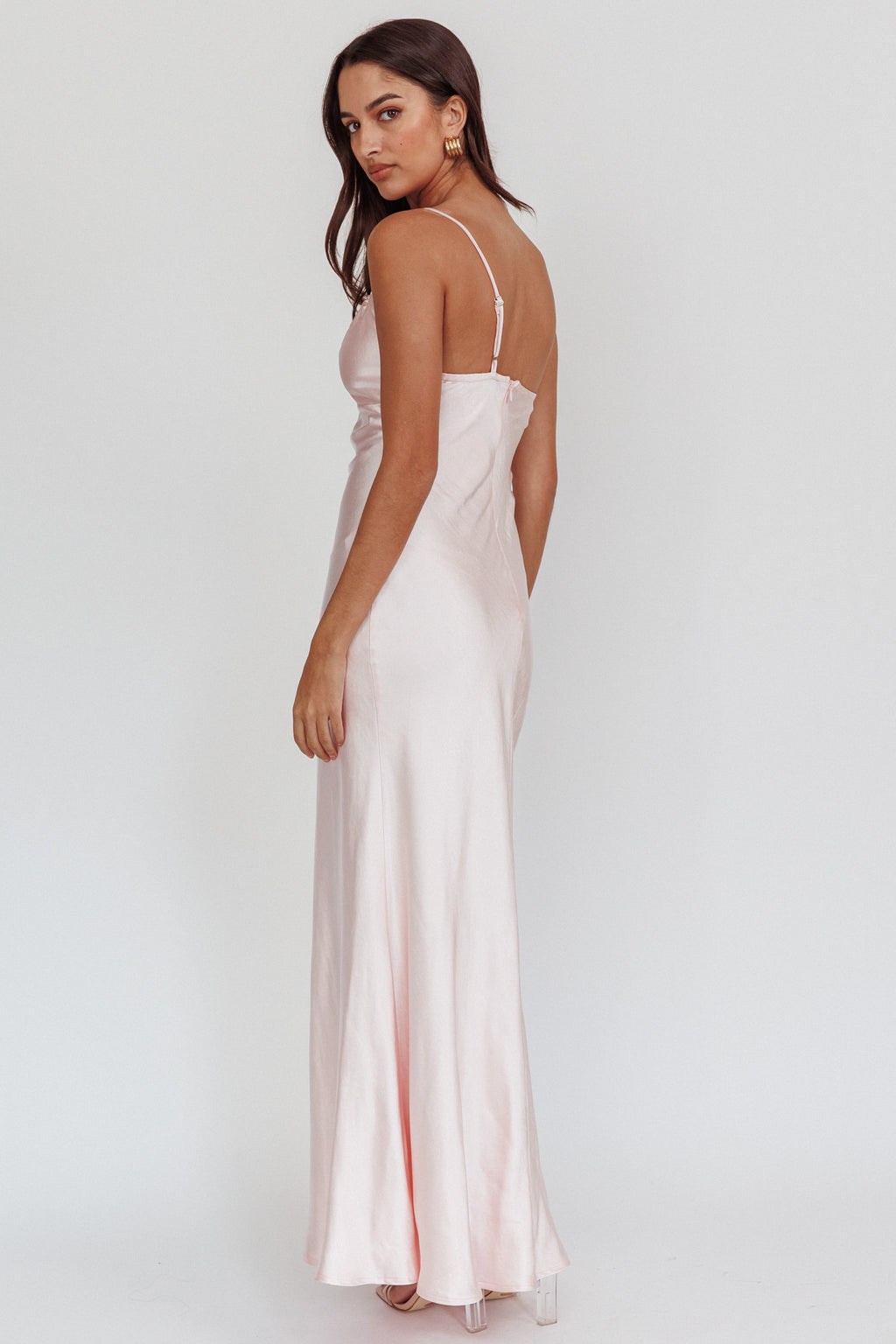 Twilight Tango One-Shoulder Maxi Dress Blush by Selfie Leslie Australia