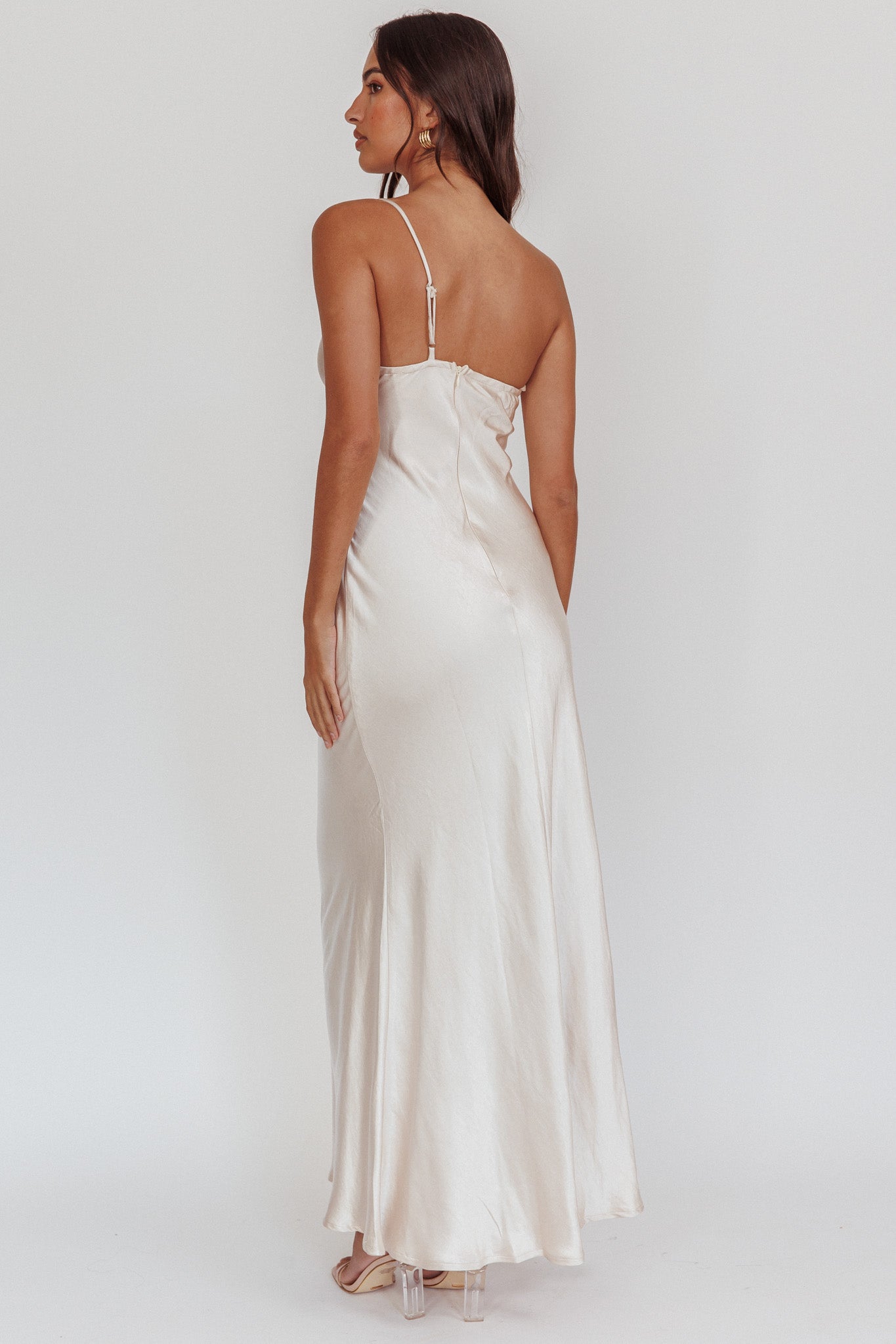 Twilight Tango One-Shoulder Maxi Dress Champagne by Selfie Leslie Australia