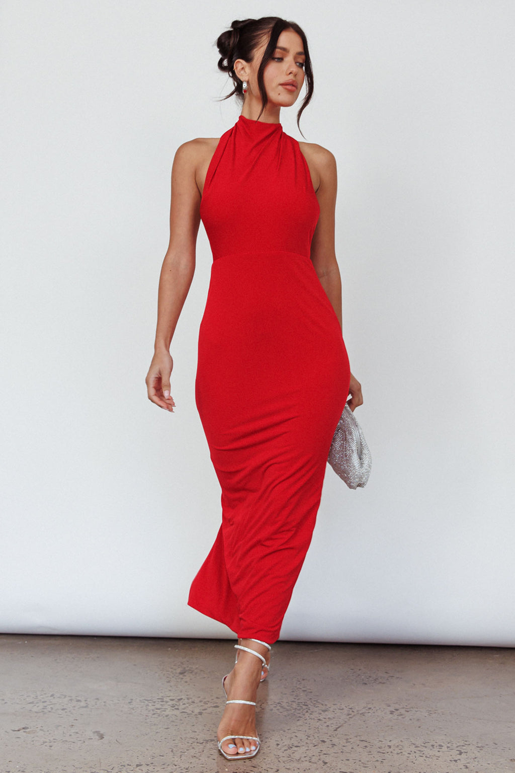 Caden Backless Halterneck Dress Red by Selfie Leslie Australia