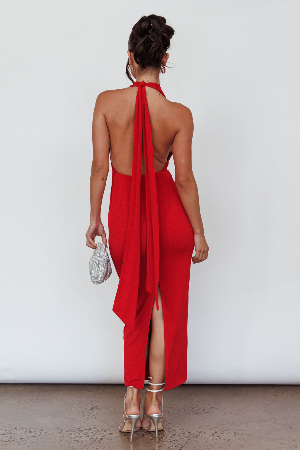 Caden Backless Halterneck Dress Red by Selfie Leslie Australia
