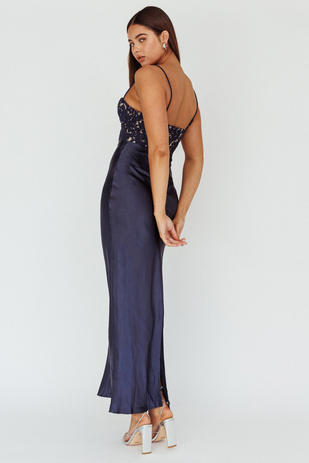 Evening Star Lace Bodice Maxi Dress Navy by Selfie Leslie Australia