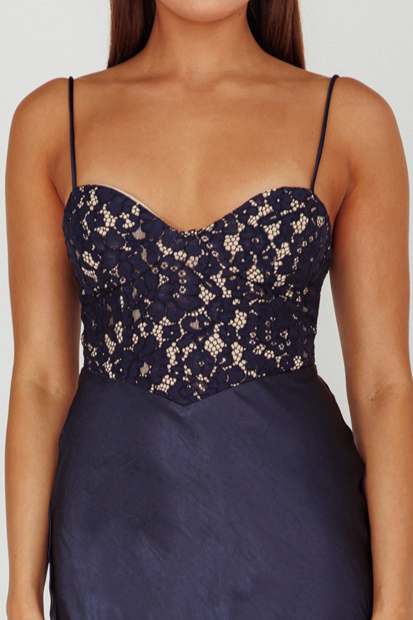 chinese dress ladies Loren Navy & Pink Lace Dress main image 0