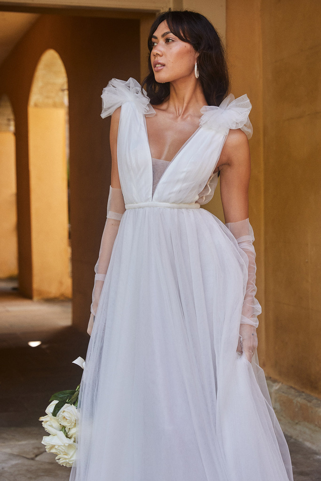 Regine Mesh Overlay Maxi Dress White by Selfie Leslie Australia