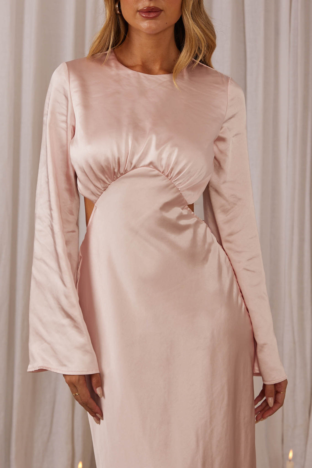Doting Bell Sleeve Cut-Out Midi Dress Blush by Selfie Leslie Australia