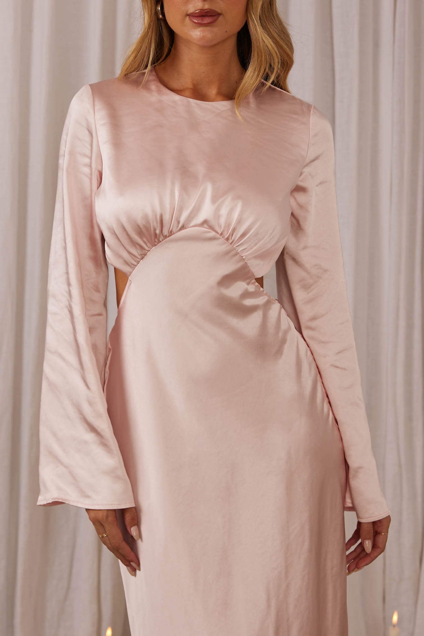 Doting Bell Sleeve Cut-Out Midi Dress Blush by Selfie Leslie Australia