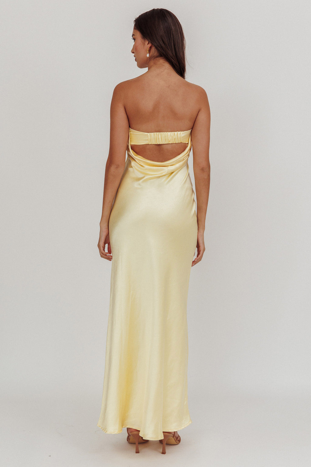 Kona Strapless Open Back Maxi Dress Butter by Selfie Leslie Australia