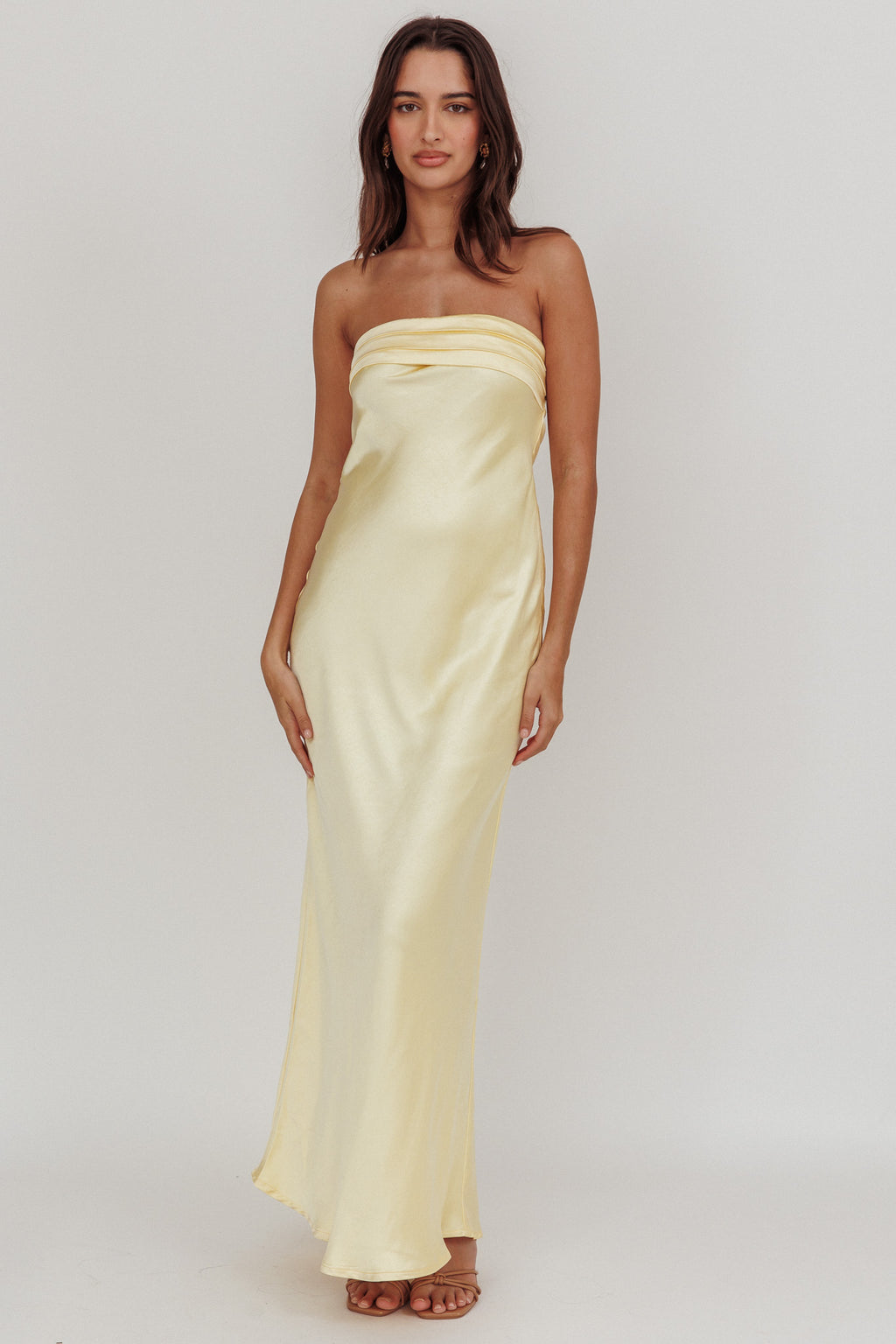 Kona Strapless Open Back Maxi Dress Butter by Selfie Leslie Australia