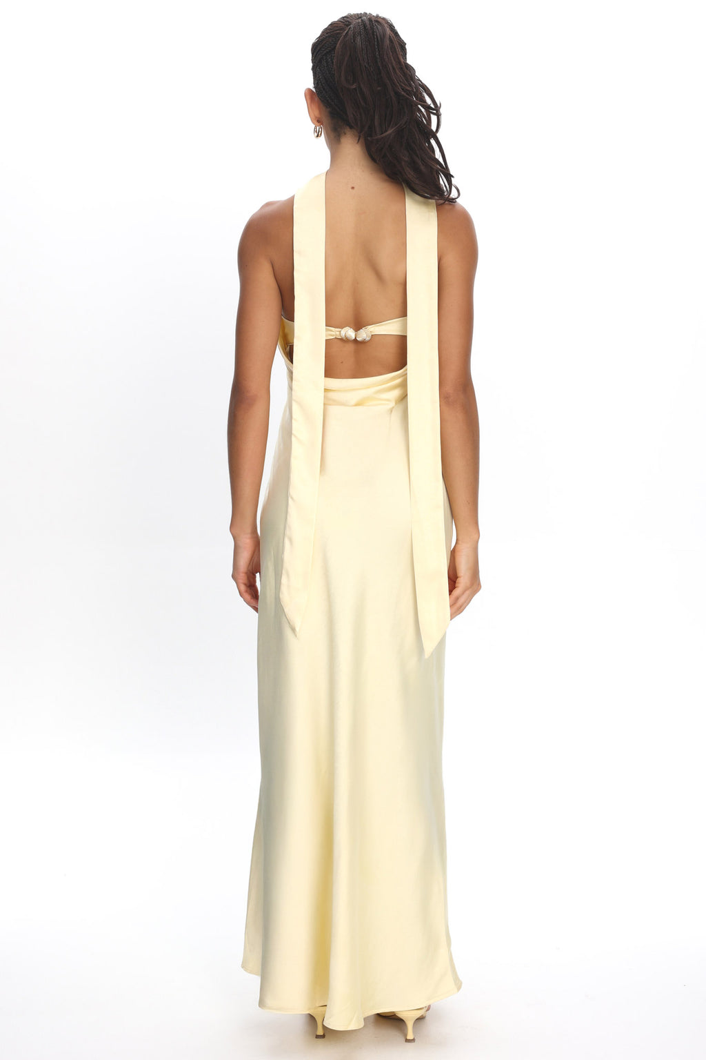 Kona Strapless Pleated Bust Satin Maxi Dress Butter by Selfie Leslie Australia