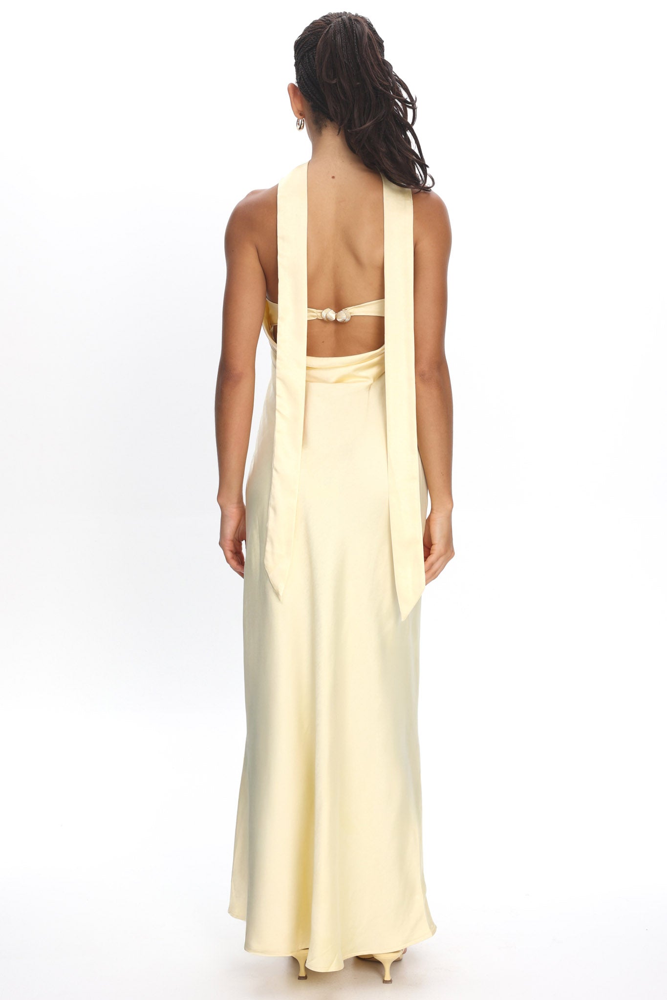 Kona Strapless Pleated Bust Satin Maxi Dress Butter by Selfie Leslie Australia