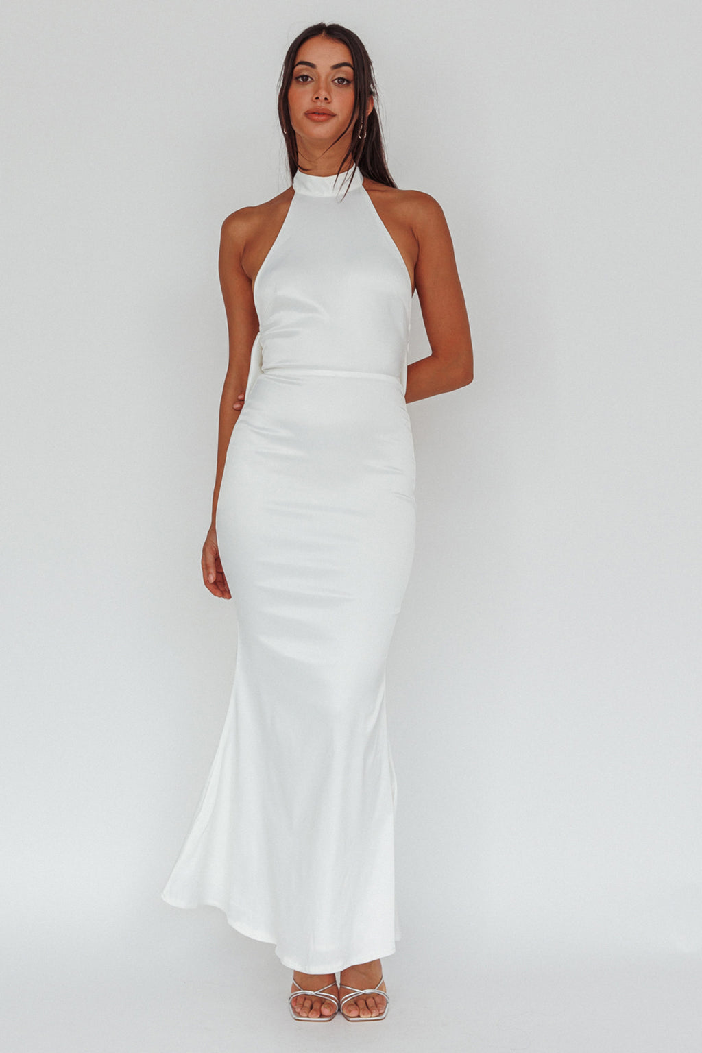 Fifth Avenue Bow Back Maxi Dress White by Selfie Leslie Australia