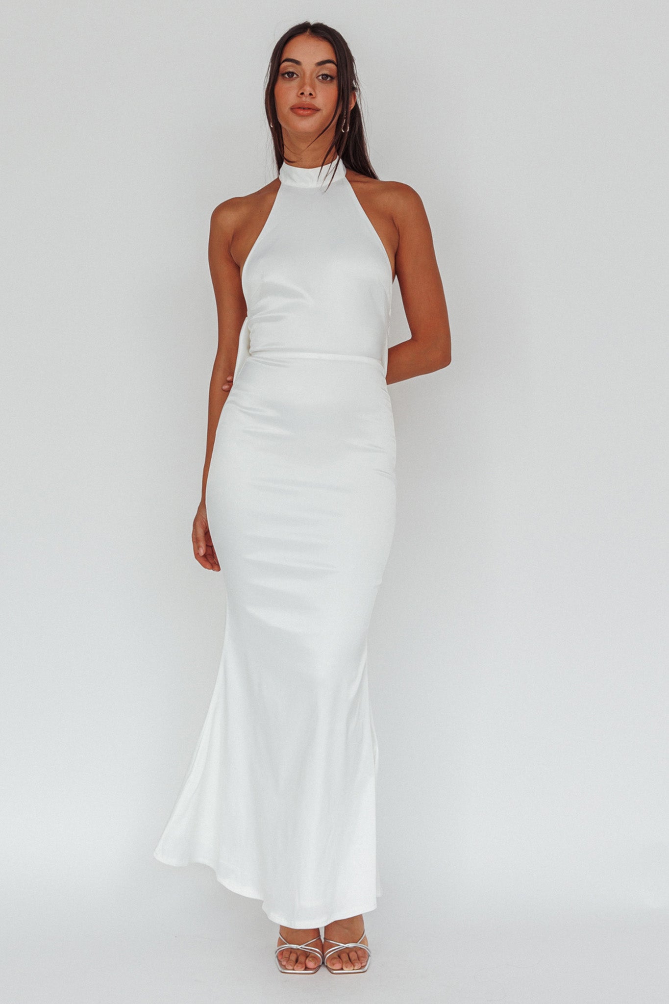 Fifth Avenue Bow Back Maxi Dress White by Selfie Leslie Australia