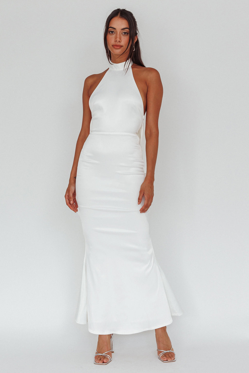 Fifth Avenue Bow Back Maxi Dress White by Selfie Leslie Australia