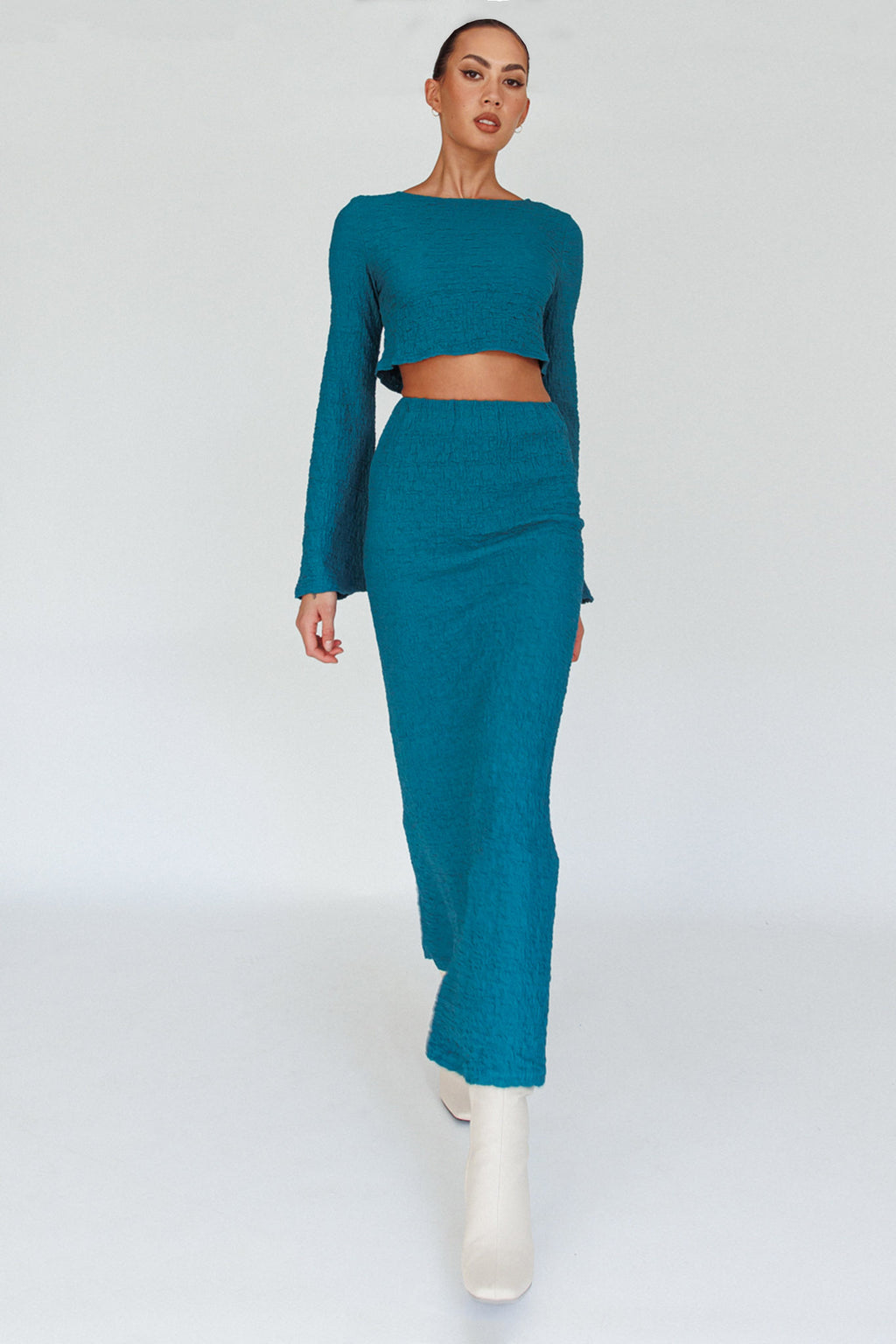 Treasures Textured Midi Skirt Teal by Selfie Leslie Australia