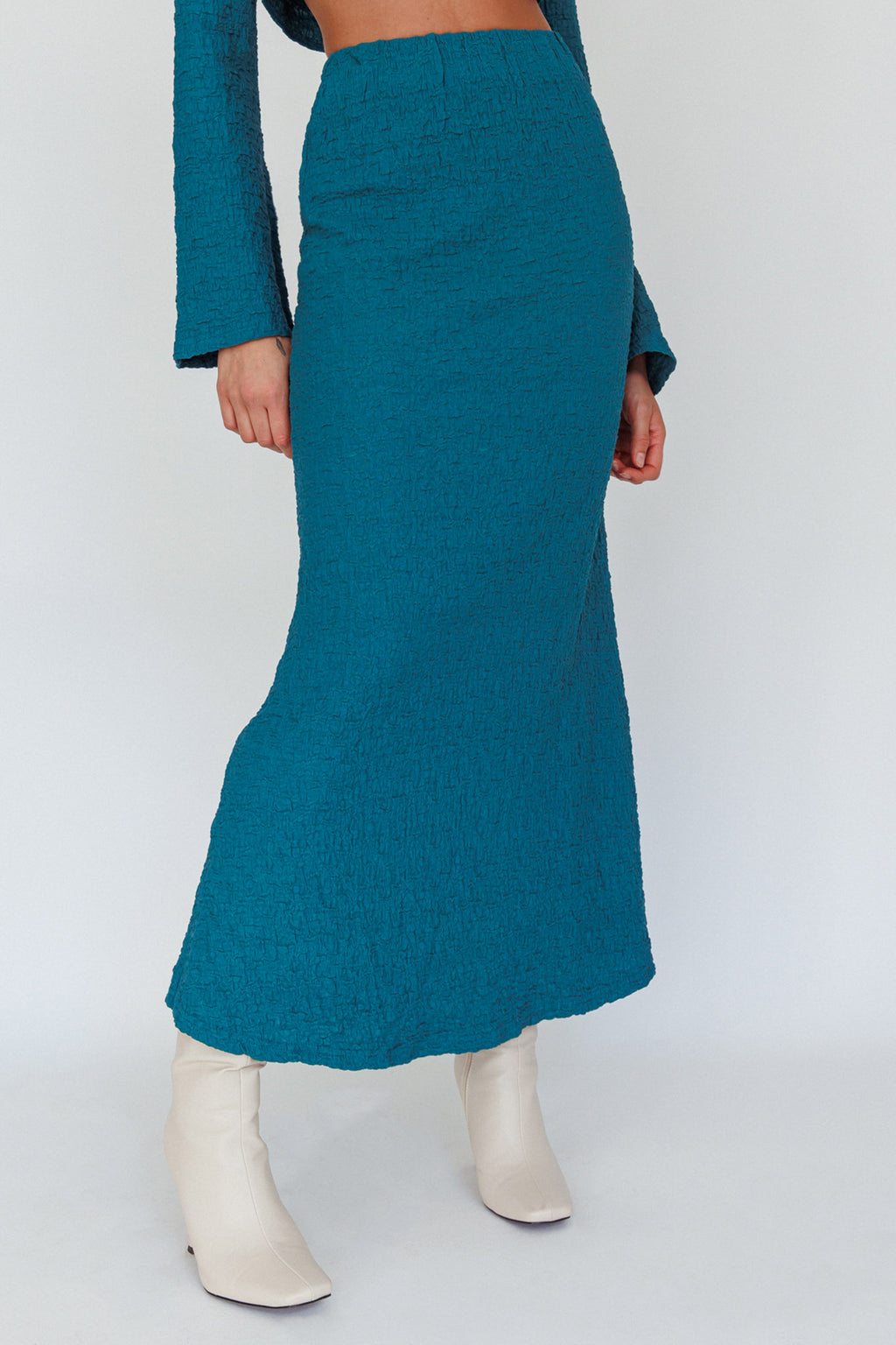 Treasures Textured Midi Skirt Teal by Selfie Leslie Australia