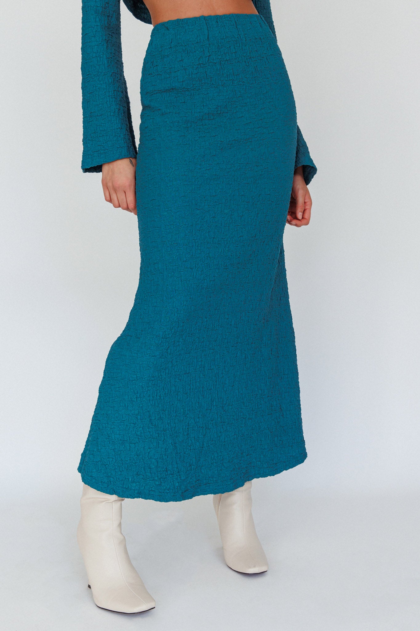 Treasures Textured Midi Skirt Teal by Selfie Leslie Australia