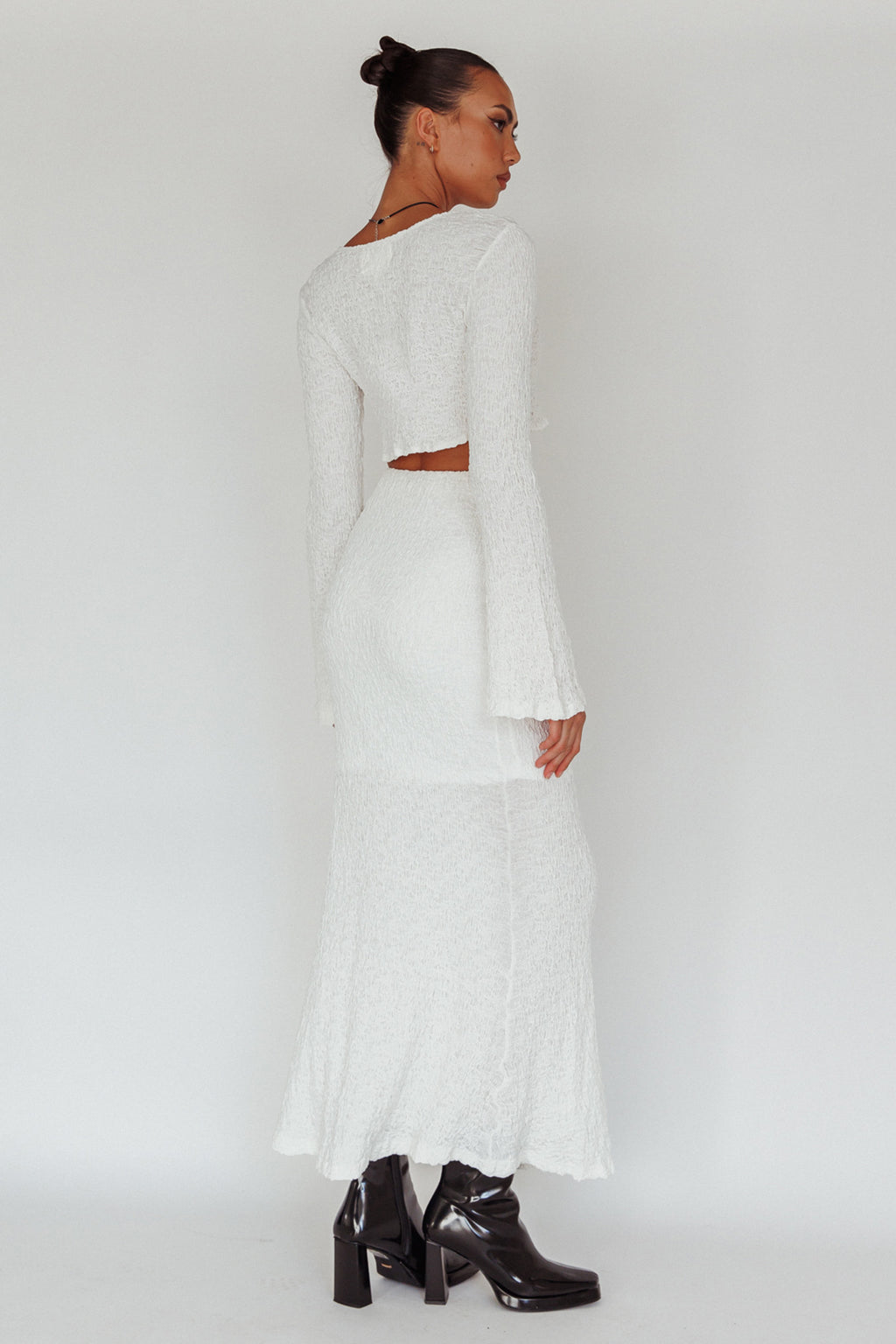 Treasures Textured Midi Skirt White by Selfie Leslie Australia