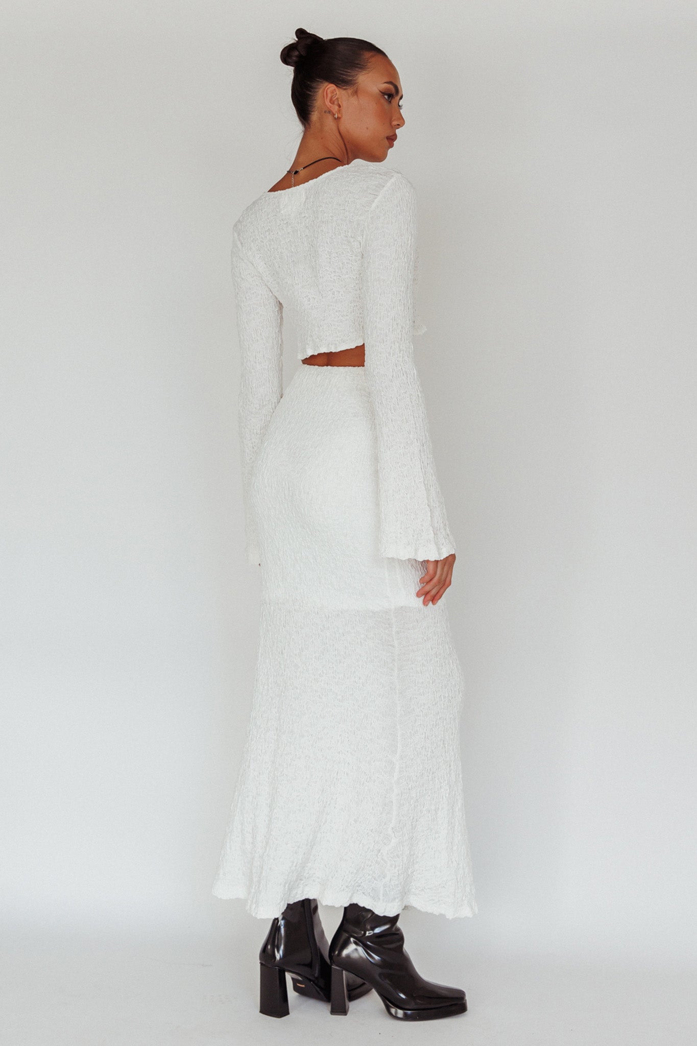 Treasures Textured Midi Skirt White by Selfie Leslie Australia