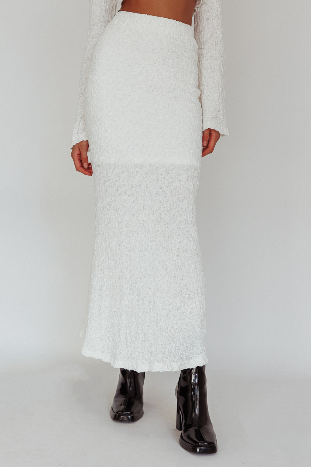 Treasures Textured Midi Skirt White by Selfie Leslie Australia